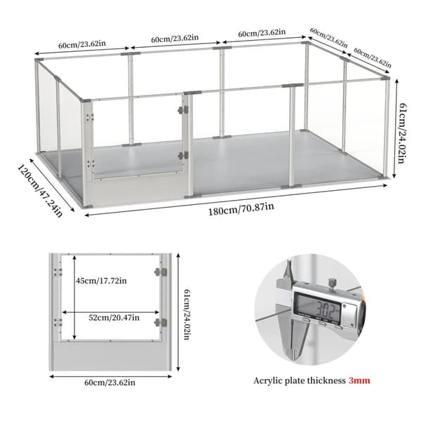 Klar Akryl Hundlekstuga, Rymlig Design 180x120x61cm, Stabil och Säker,180x120x61cm, XXL