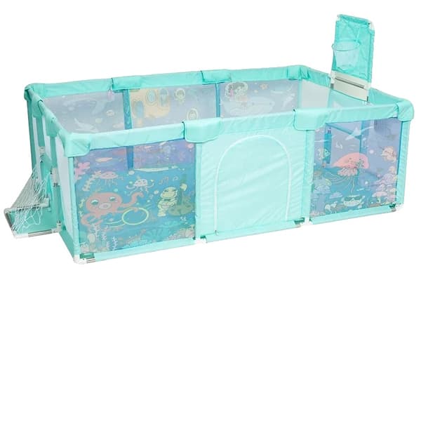 Babylekplats, 2 fotbollsmål, 4 handtag,Ocean Green 2 nät