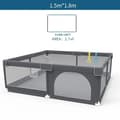 Miniatyrbillede 2 af 2: Babylegeplads, rummelig 1,5 x 1,8 m, sikker for alderen 0-36 måneder,Mørkegrå 1,5x1,8M