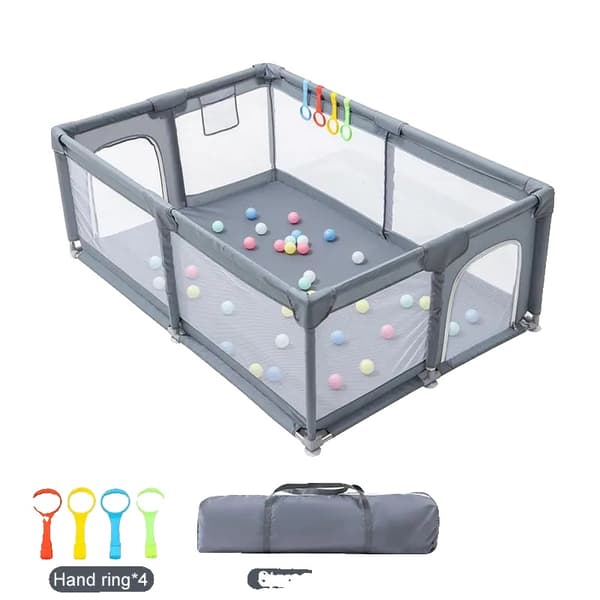 Babylegeindhegning, rummelig design, holdbart stofmateriale,GRÅ 120X180