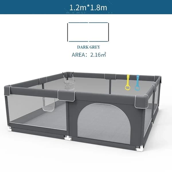 Baby Legeplads, Beskyttende Vinkel, Kvalitetskonstruktion, Mørkegrå 1,2x1,8M