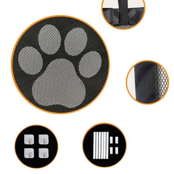 OBOSOE Adhesive Dog Gate tassukuviolla – taitettava lemmikkiaita ilman porausta oviaukkoon, portaisiin ja käytävään