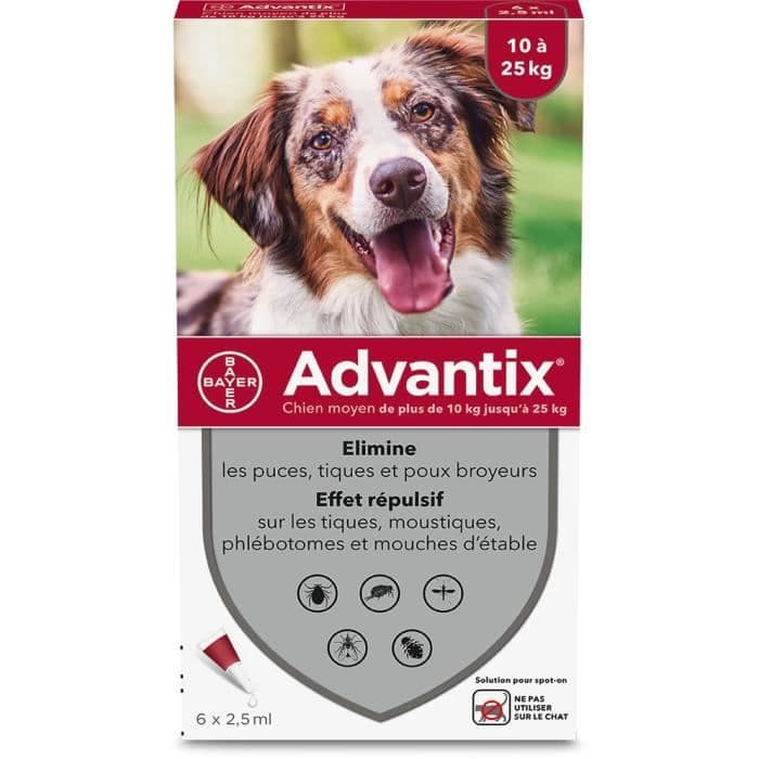 ADVANTIX 6 antiparasitiske pipetter - Til mellemhunde fra 10 til 25 kg