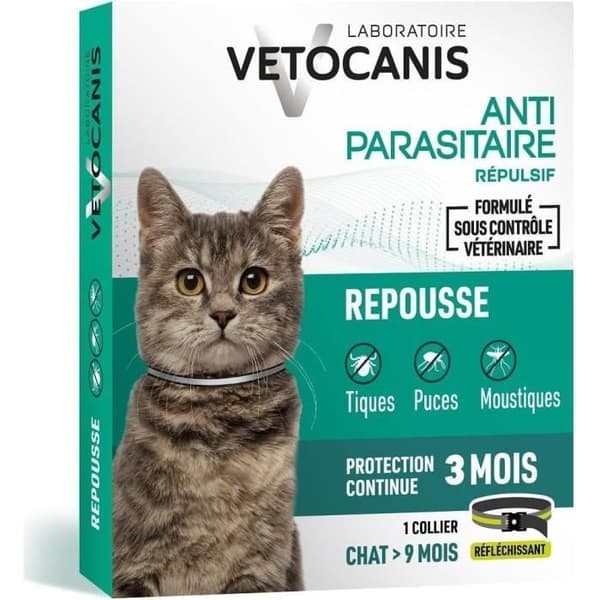 VETOCANIS Heijastava tuholaistorjuntapanta kissoille - 3 kuukauden suoja