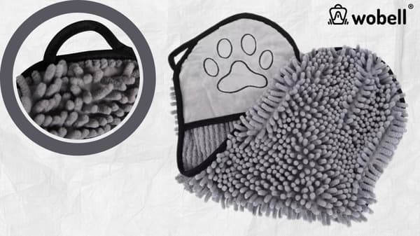 Hund katt badhandduk snabbtorkande absorberande med fickor 60x22cm