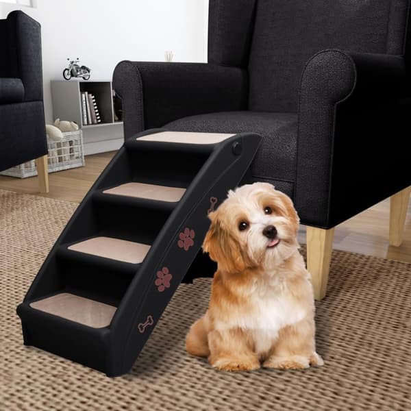 vidaXL Hundetrapp sammenleggbar svart 62x40x49,5 cm