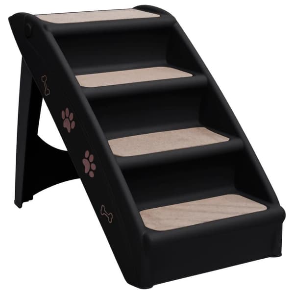 vidaXL Hundetrapp sammenleggbar svart 62x40x49,5 cm