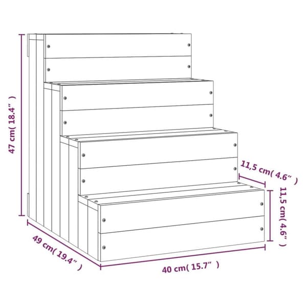 vidaXL Husdjurstrappa Vit 40x49x47 cm massiv furu