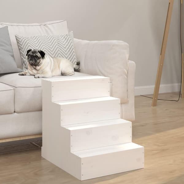 vidaXL Husdjurstrappa Vit 40x49x47 cm massiv furu