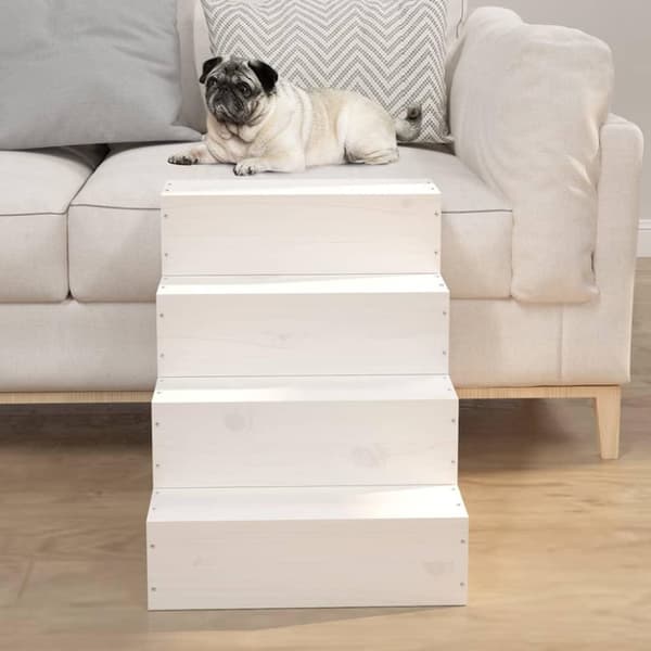 vidaXL Husdjurstrappa Vit 40x49x47 cm massiv furu