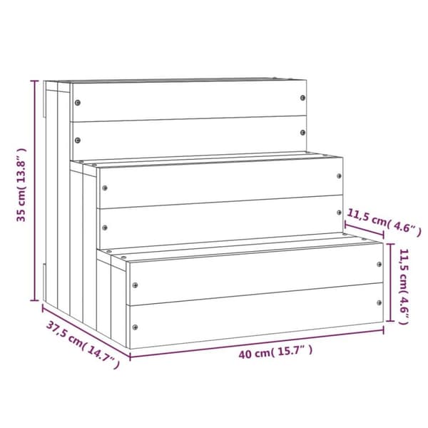vidaXL Husdjurstrappa Vit 40x37,5x35 cm massiv furu