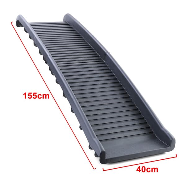 Auton koiran rampin sisääntuloapu luistamaton taitettava musta 155x40cm 90kg