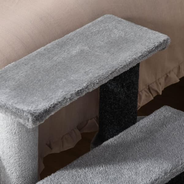 Rootz Pet Stairs - Grå - Spånplade, Plys - 17,71 cm x 15,74 cm x 18,89 cm