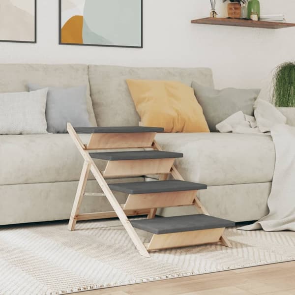 vidaXL Koiran ramppi harmaa 105x47 cm täysi kuusi