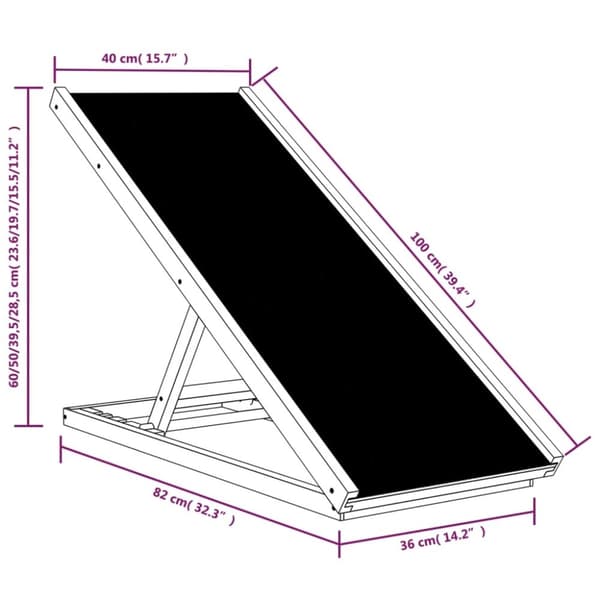 vidaXL Hunderampe grå 100x40 cm heltre gran