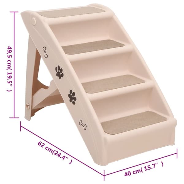 foldbar hundetrappe 62x40x49,5 cm cremefarvet