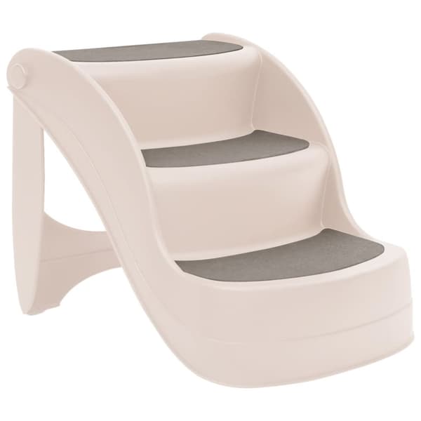 foldbar hundetrappe 3 trin 50x38x38 cm plastik cremefarvet