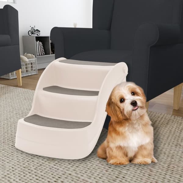 foldbar hundetrappe 3 trin 50x38x38 cm plastik cremefarvet