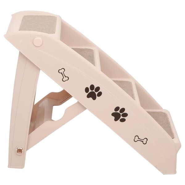 vidaXL Hopfällbar hundtrappa gräddvit 62x40x49,5 cm -  Trappor & ramper för husdjur