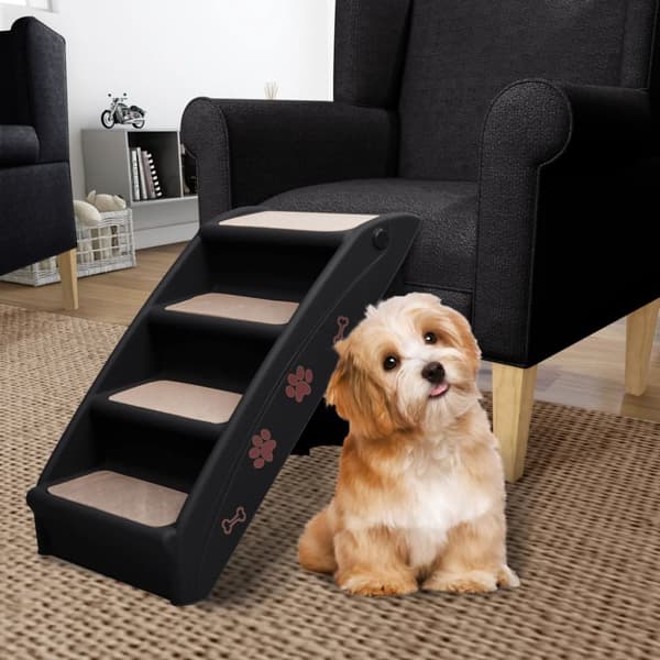 vidaXL Hopfällbar hundtrappa svart 62x40x49,5 cm -  Trappor & ramper för husdjur