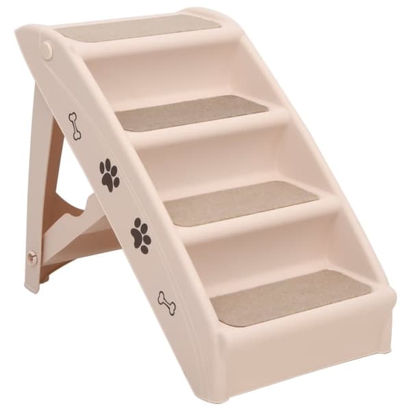 The Living Store foldbar hundetrappe 62x40x49,5 cm cremefarvet -  Trapper og ramper til kæledyr