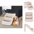 Miniatyrbillede 1 af 10: Trapper og ramper til kæledyr - Living foldbar hundetrappe 3 trin 50x38x38 cm plastik cremefarvet