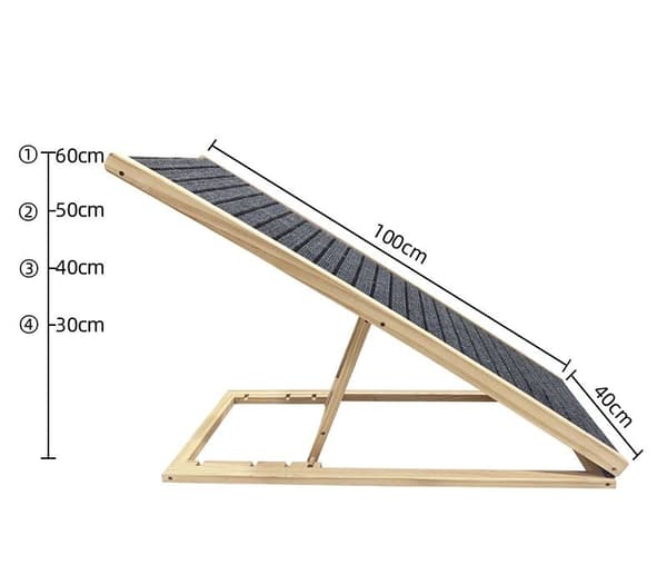 Justerbar kæledyrsrampe 40x100cm egetræ stof,træ