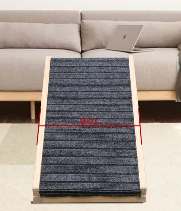 Justerbar kæledyrsrampe 40x100cm egetræ stof,træ