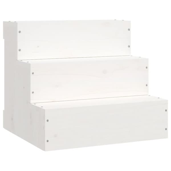 Husdjurstrappa Vit 40x37,5x35 cm massiv furu