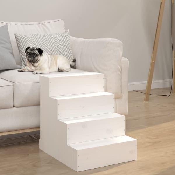 Husdjurstrappa Vit 40x49x47 cm massiv furu