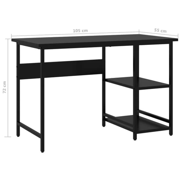 vidaXL Tietokonepöytä musta 105x55x72 cm MDF/metalli