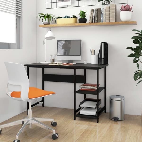 vidaXL Tietokonepöytä musta 105x55x72 cm MDF/metalli