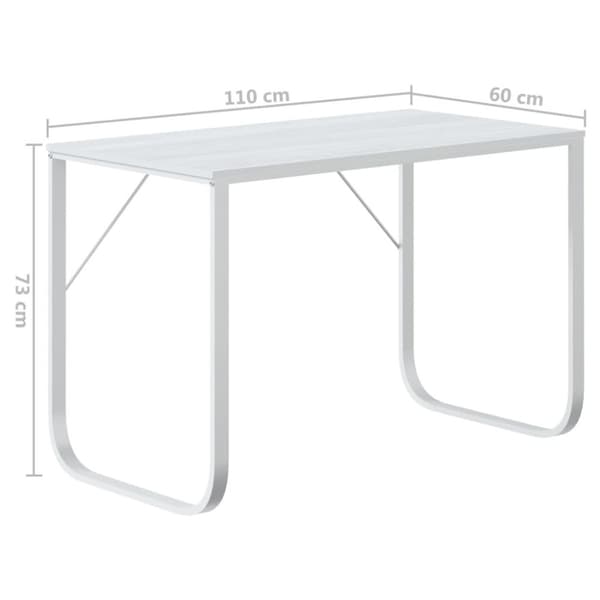 vidaXL Tietokonepöytä valkoinen 110x60x73 cm lastulevy