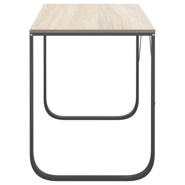 vidaXL Tietokonepöytä musta ja tammi 110x60x73 cm lastulevy