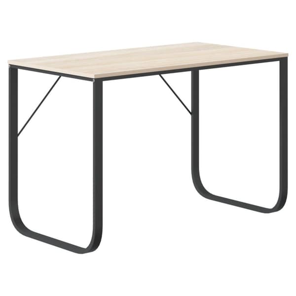 vidaXL computerbord 110x60x73 cm spånplade sort og egetræ