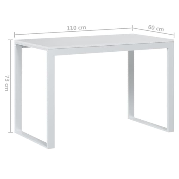 vidaXL Tietokonepöytä valkoinen 110x60x73 cm lastulevy