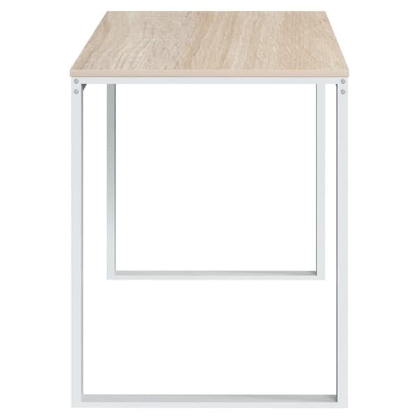 vidaXL Tietokonepöytä valkoinen ja tammi 110x60x73 cm lastulevy