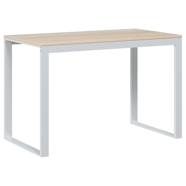 vidaXL Tietokonepöytä valkoinen ja tammi 110x60x73 cm lastulevy