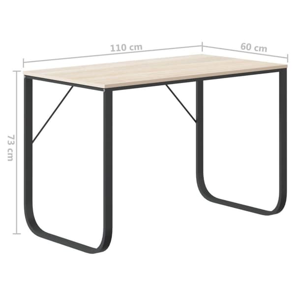 vidaXL Datorbord svart och ek 110x60x73 cm spånskiva