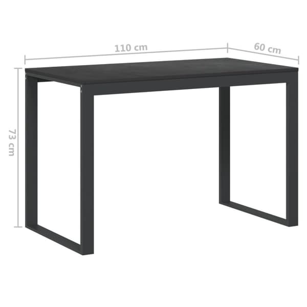 vidaXL Tietokonepöytä musta 110x60x73 cm lastulevy