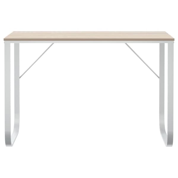 vidaXL Tietokonepöytä valkoinen ja tammi 110x60x73 cm lastulevy