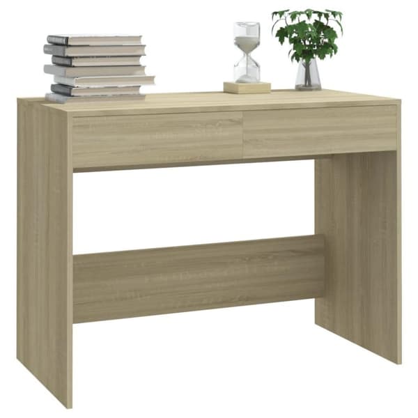 vidaXL Skrivebord sonoma eik 101x50x76,5 cm konstruert tre