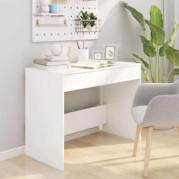 vidaXL Skrivebord hvit 101x50x76,5 cm sponplate