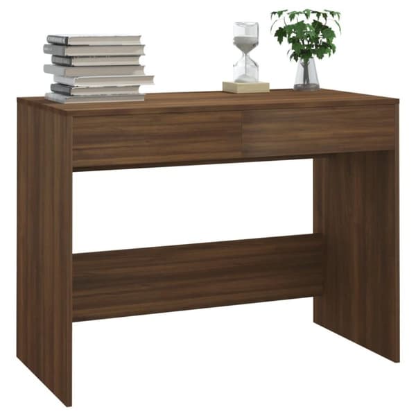vidaXL Skrivbord brun ek 101x50x76,5 cm spånskiva