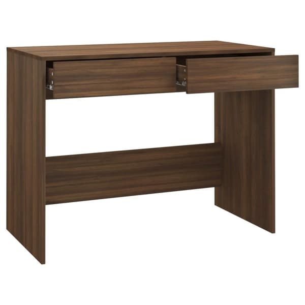 vidaXL Skrivbord brun ek 101x50x76,5 cm spånskiva