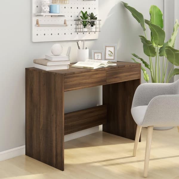 vidaXL Työpöytä ruskea tammi 101x50x76,5 cm lastulevy