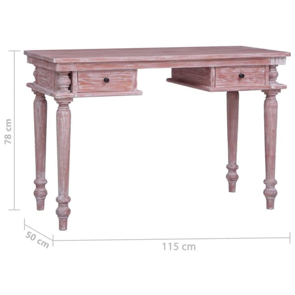 vidaXL skrivebord 115x50x78 cm massivt mahognitræ