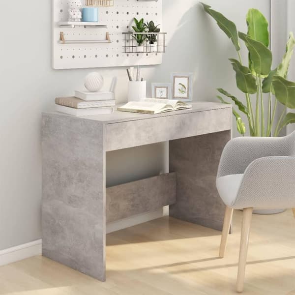 vidaXL Skrivebord betonggrå 101x50x76,5 cm sponplate