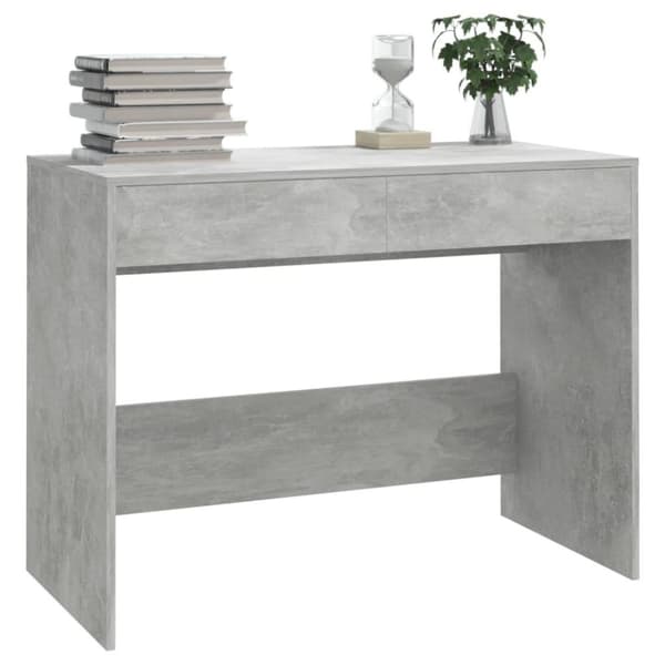 vidaXL Skrivebord betonggrå 101x50x76,5 cm sponplate