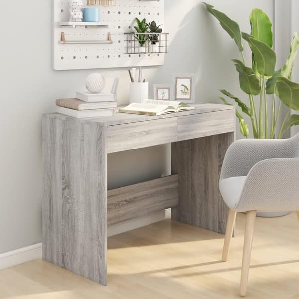 vidaXL skrivebord 101x50x76,5 cm spånplade grå sonoma-eg